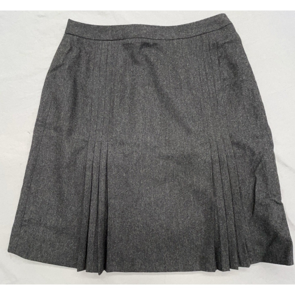 J Crew Wool Skirt 4 Gray Pleats Mini A Line‎ Preppy Classic Academia